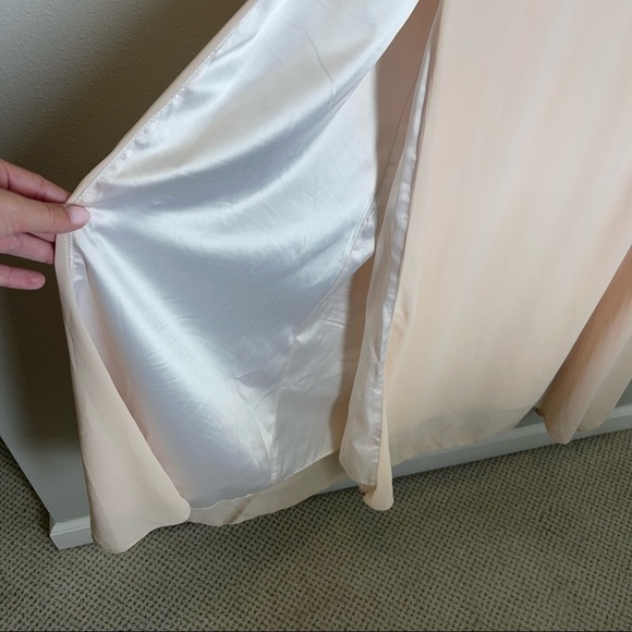 BHLDN Cayenne Maxi Chiffon Dress Blush Pink High Neck Side Slit Size Size Medium - Picture 6 of 13